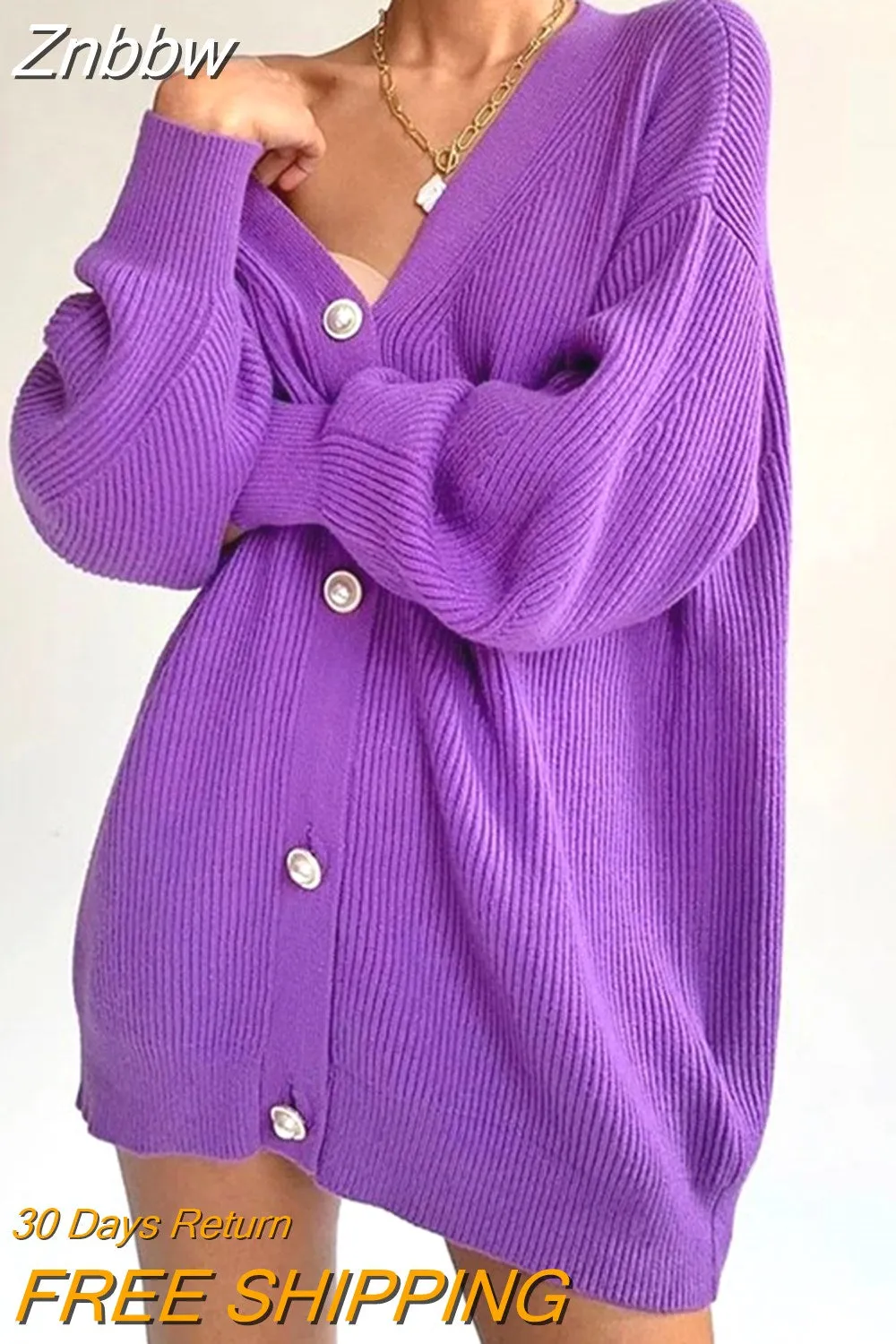 Znbbw Autumn Winter Green Cardigan Oversized Women Long Sleeve Button Casual Y2k Loose Knitted Sweater Fashion Streetwear - Image 8