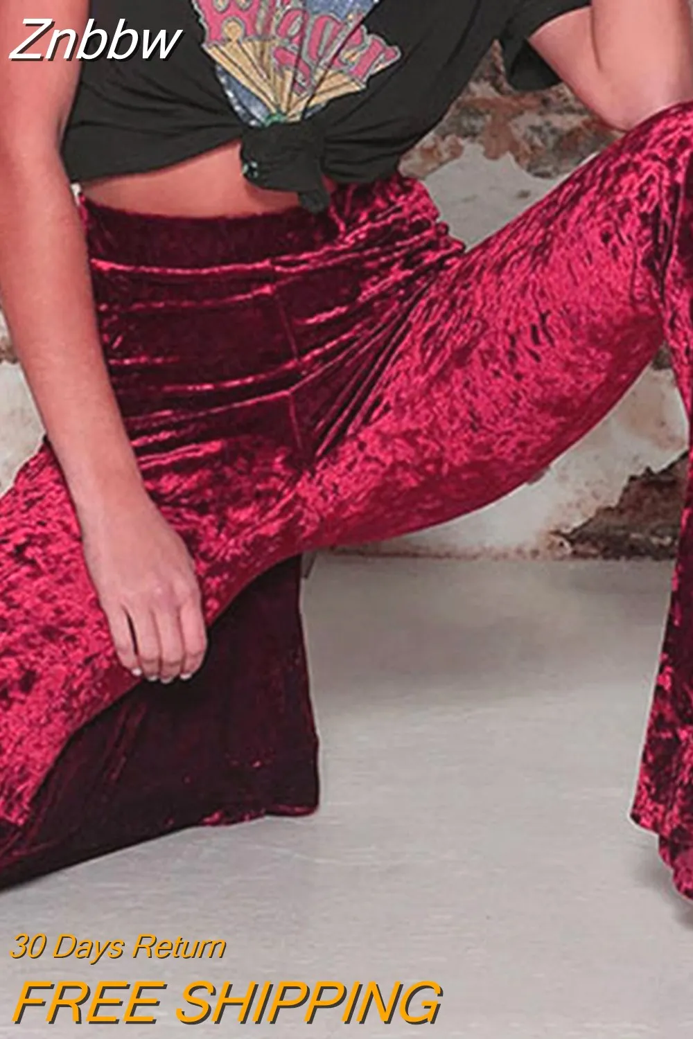 Znbbw Wide Leg High Waist Velvet Flare Pants Stretchy Skinny Streetwear Trousers Women 2023 Autumn Winter Clothes Slim Pants