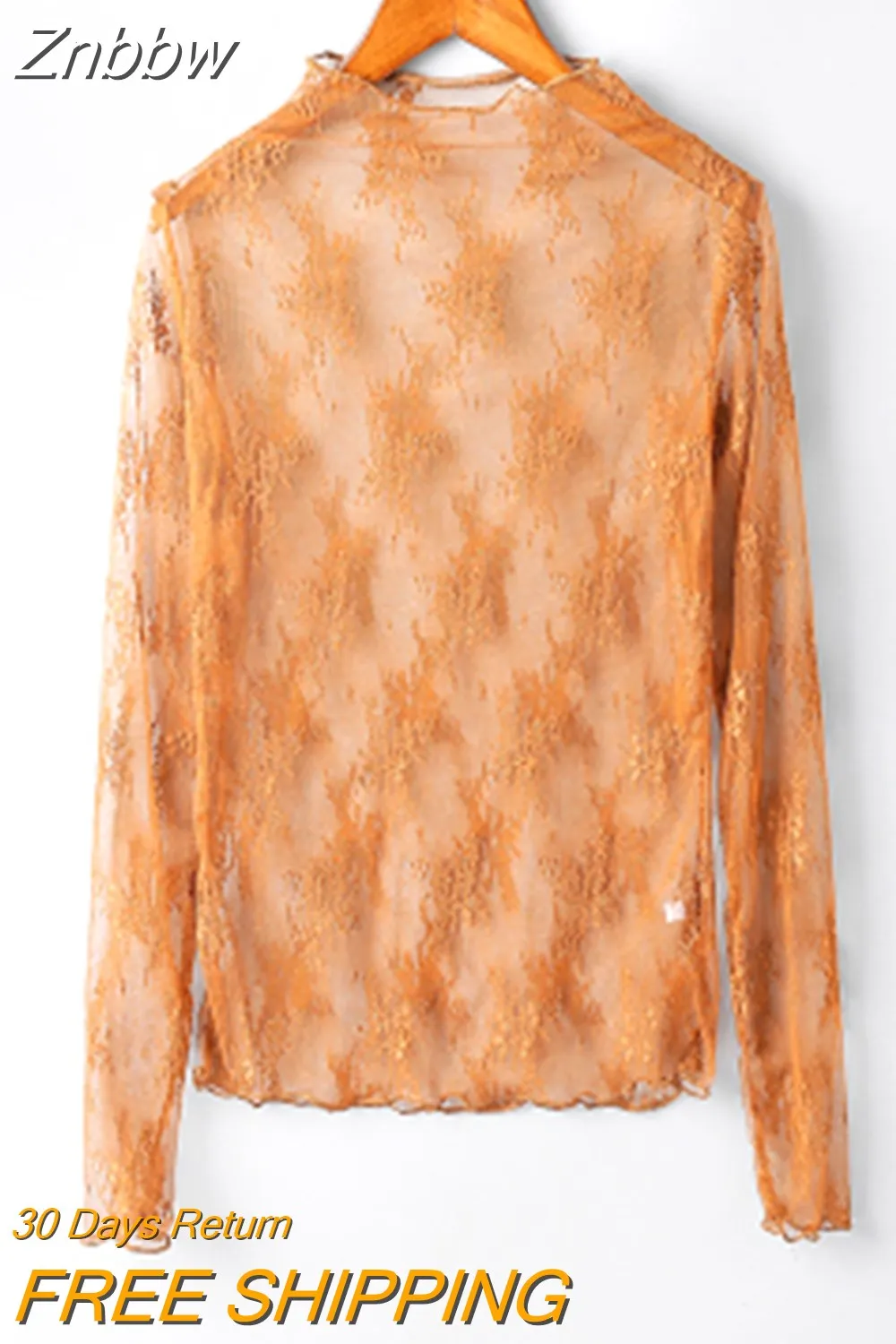 Znbbw Women Lace Floral Embroidery Blouses Shirt Ladies tops Sexy mesh Blouses Transparent Elegant See-through Black Shirt - Image 6