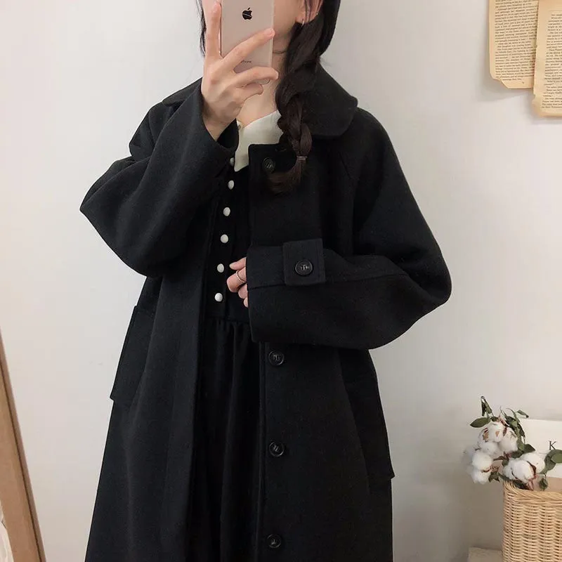 Znbbw Woolen Coat Is Popular For Women In The Spring And Summer Of 2024, The New Korean Version Of Black Medium-Length Tweed Coat Is Popular To Thicken. - Image 4