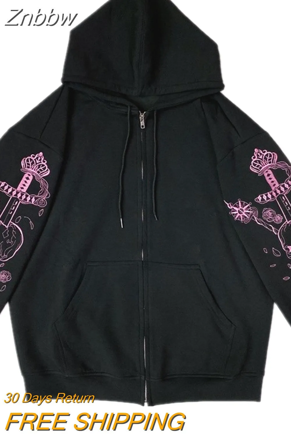 Znbbw Women Zip-up Y2K Harajuku Oversized Skeleton Hoodie Goth Hoodie Female Women Grunge Hooded With Zipper Hood Skull Sweatshirt - Image 16