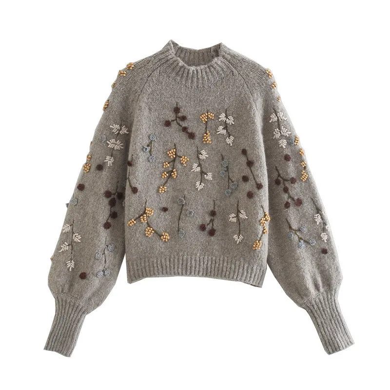 Znbbw Autumn New Beaded Sweaters With Loose Semi-High Necks 01957101706 - Image 6