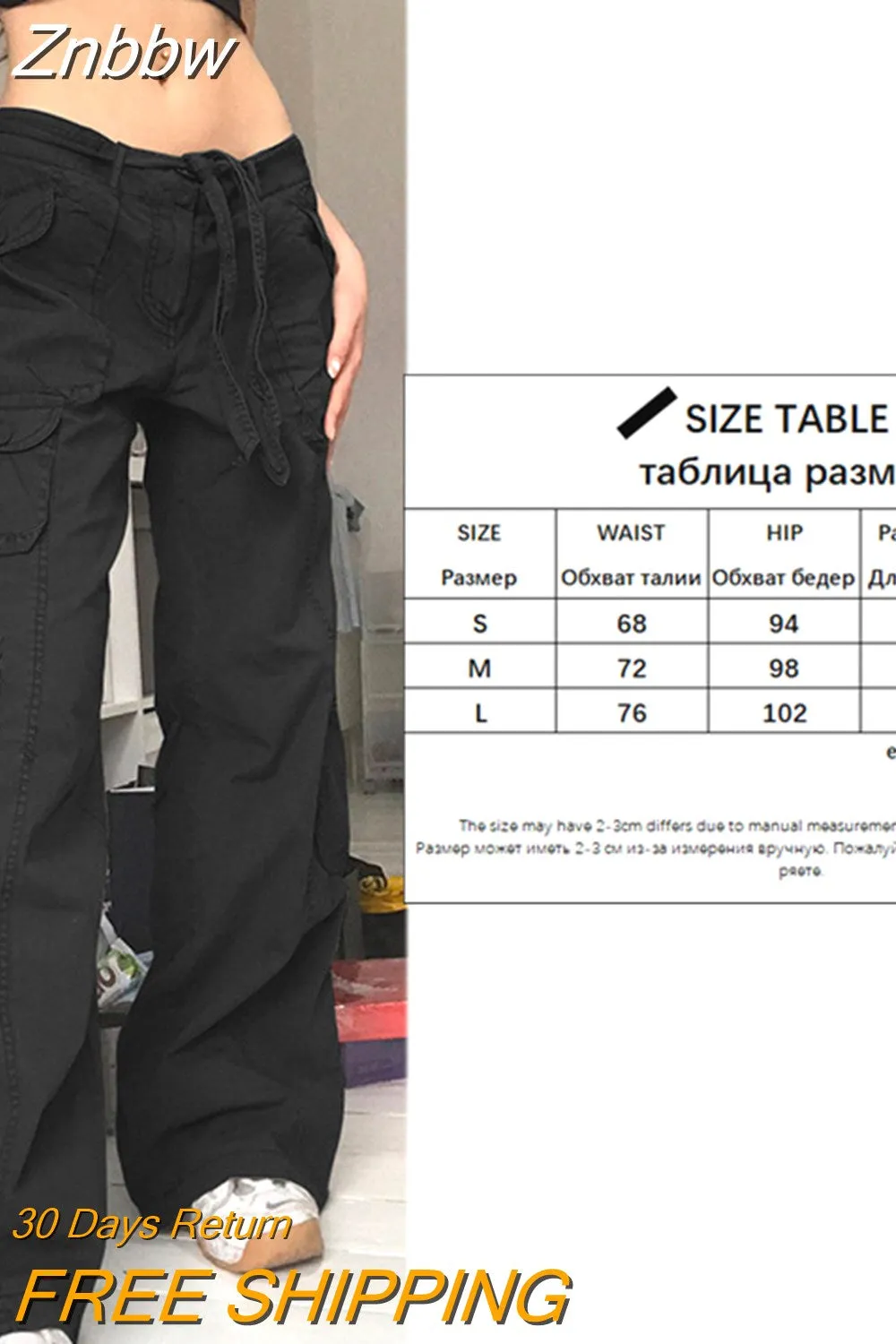 Znbbw Women Y2K Cargo Pants Khaki Loose Streetwear Vintage Low Waist Casual Straight Trousers Sexy Retro Loose Pockets Baggy Pants - Image 10