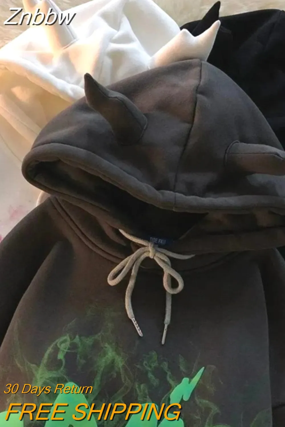 Znbbw Funny Kawaii Graffiti Monster Bubble Print Anime Hoodie Men's Korean Fashion Casual Streetwear Hip Hop Gothic Sweatshirt