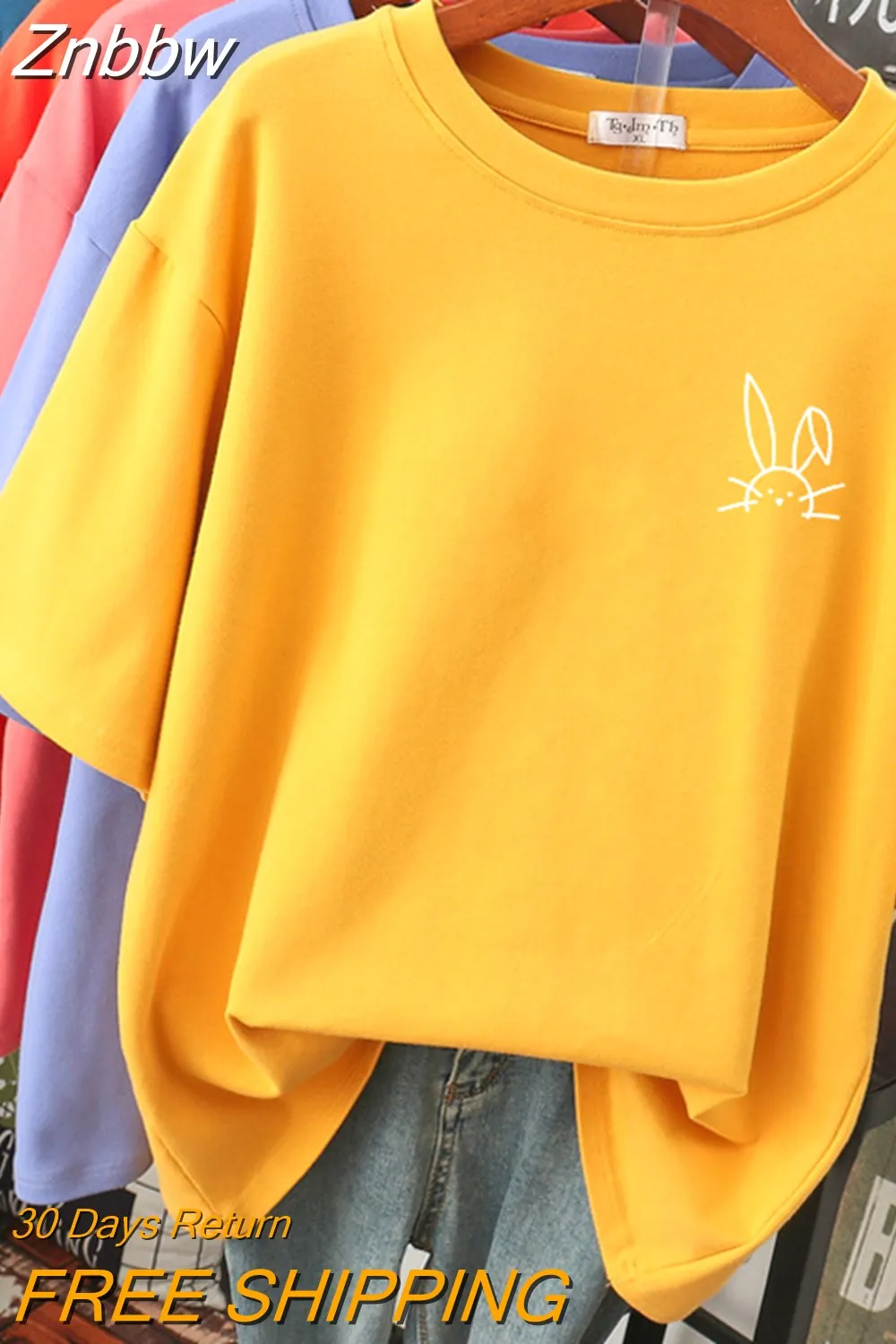 Znbbw 100 Cotton L-5XL Plus Size T Shirt Cartoon Print Tshirt Short Sleeve Women's Top Summer Kawaii Couple O Neck T Shirts - Image 3