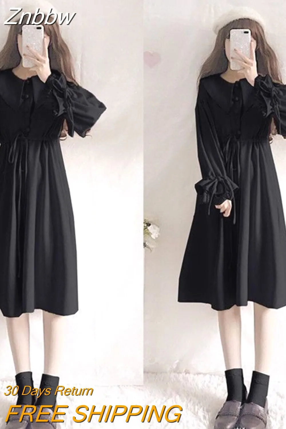 Znbbw 2 Piece Dress Set Women Long Sleeve Crop Tops + Casual Midi Dress 2023 Spring Autumn Slim Lady Japan Korean Suits - Image 8