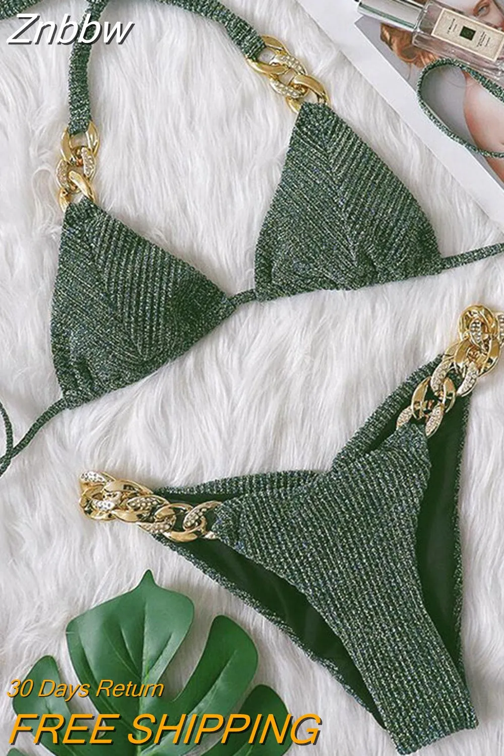 Znbbw Women's Swimsuit 2023 New Stylish Solid Swimwear Bikini Set Diamond Separate Beachwear Swimsuit Female Sexy Bathing Suits - Image 3