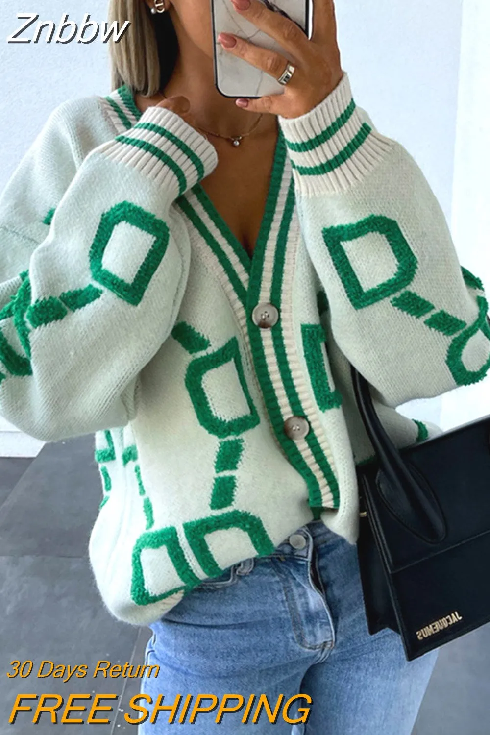 Znbbw Autumn Winter Knitted Button Loose Cardigan Sweater Women Long Sleeve Top Oversized Sweaters Warm Sueters Coat Streetwear - Image 4