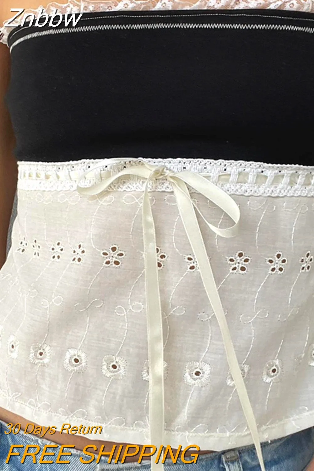 Znbbw Women Y2K Fairycore Tube Crop Vest Sleeveless Off Shoulder Bandage Buckle Lace Casual Street Party Spring Summer Tops - Image 7