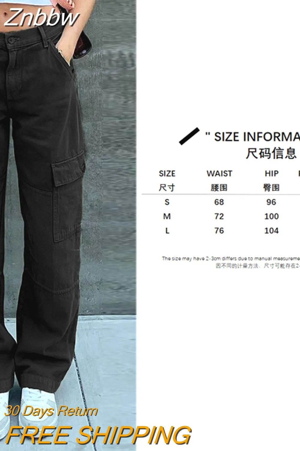 Znbbw Women Y2K Cargo Pants Khaki Loose Streetwear Vintage Low Waist Casual Straight Trousers Sexy Retro Loose Pockets Baggy Pants - Image 6