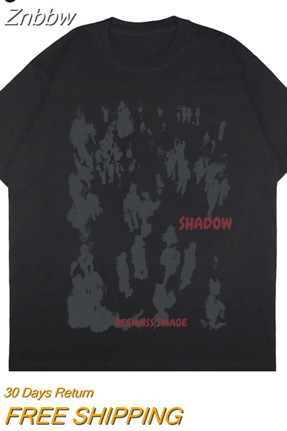 Znbbw Hip Hop Men's Short Sleeve T Shirt Vintage Character Shadow Print T Shirt 2023 Streetwear Harajuku Casual Cotton T Top - Image 5
