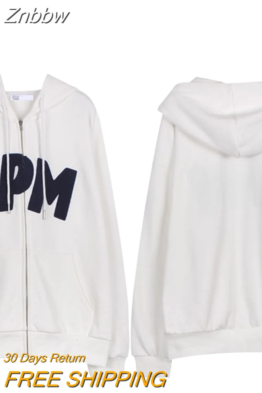 Znbbw Y2K Tops letter print Grunge Gothi Oversized Zip-Up Hoodie Streetwear Womens hip-hop Kawaii Female Sweatshirts - Image 8