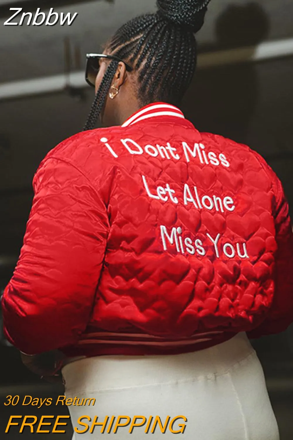 Znbbw Letter Embroidered Back Cropped Baseball Jackets Women Stand Collar Single Breasted Winter Quilted Coats Streetwear