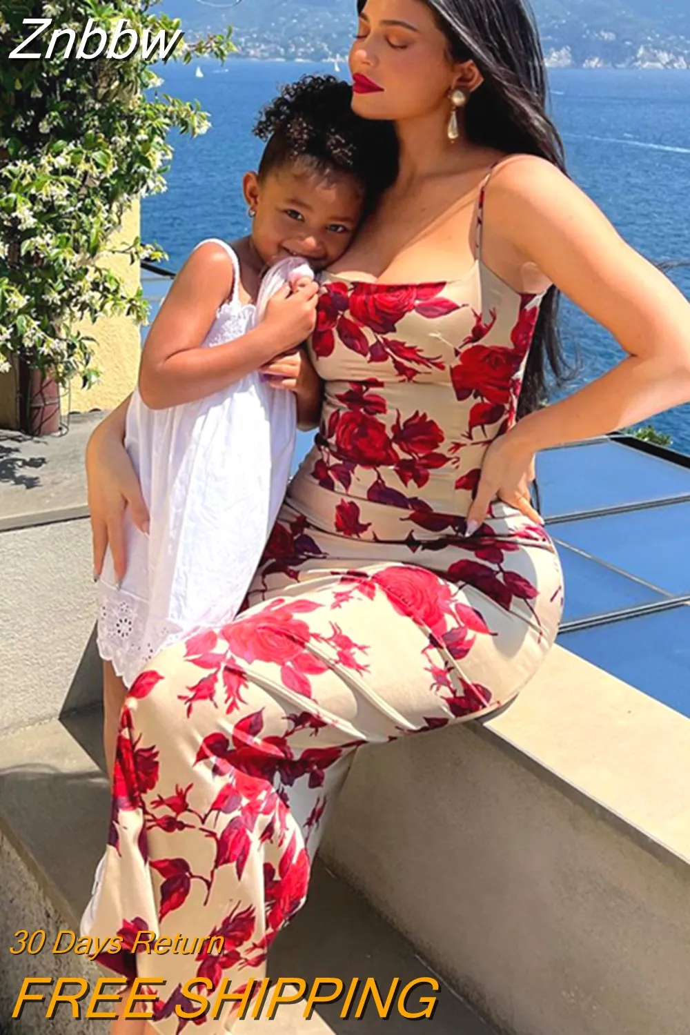 Znbbw Women Floral Printed Bodycon Party Beach Vacation Midi Dress Streetwear 2023 Summer Clothes Wholesale Items For Business 0410