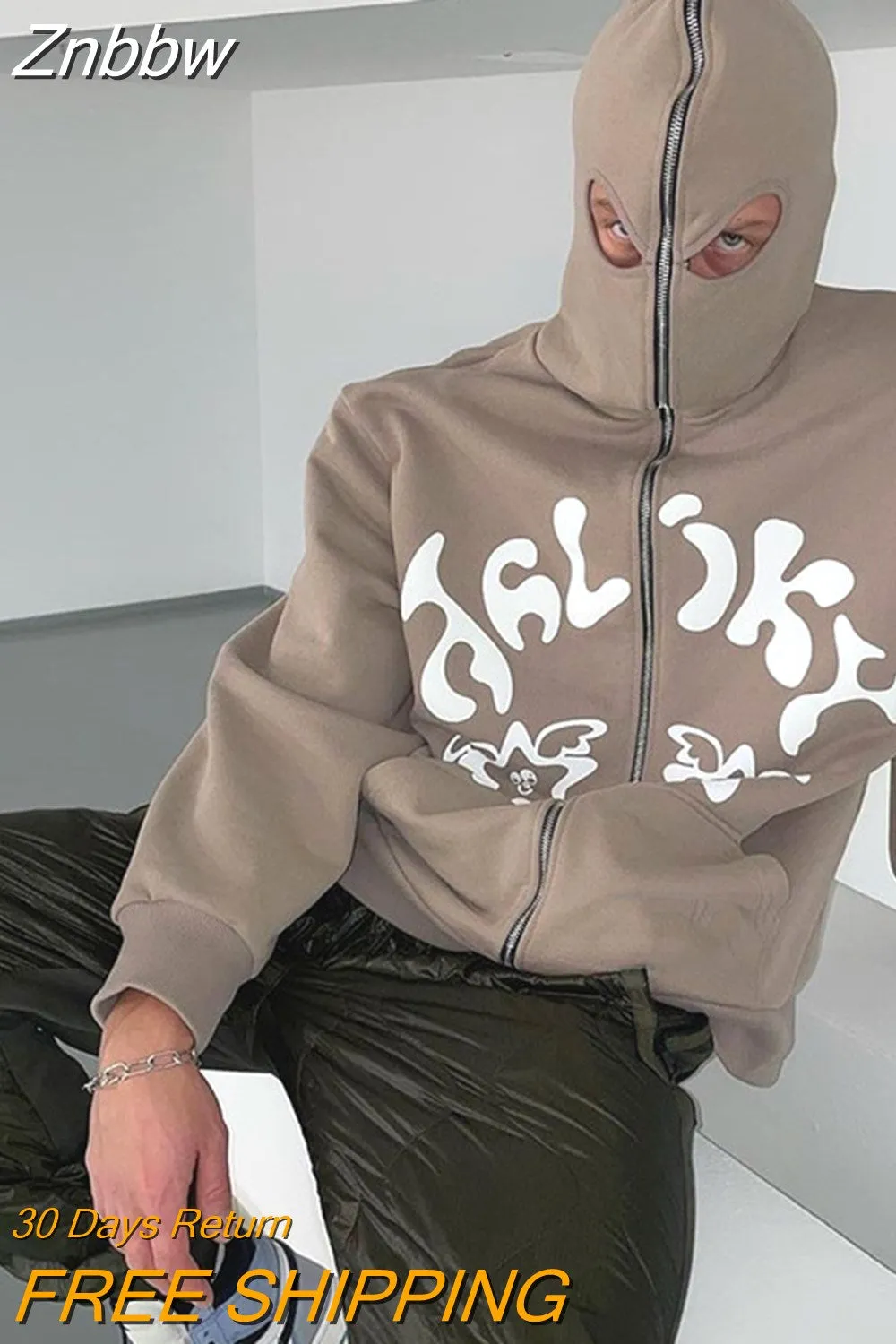 Znbbw Hop Joggers Sweatshirt 2023 Men Korean Fashion Punk Sport Coat Pullover Rhinestone Gothic Long Sleeve Zip Hoodies Y2k Jacket - Image 12