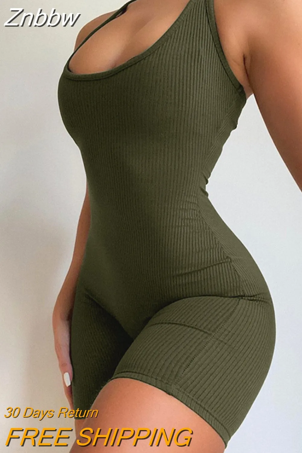 Znbbw Women Summer Sleeveless Bodycon Soild Color Romper Bodysuit Playsuit Sportswear Workout 2023 Female Clothing - Image 5