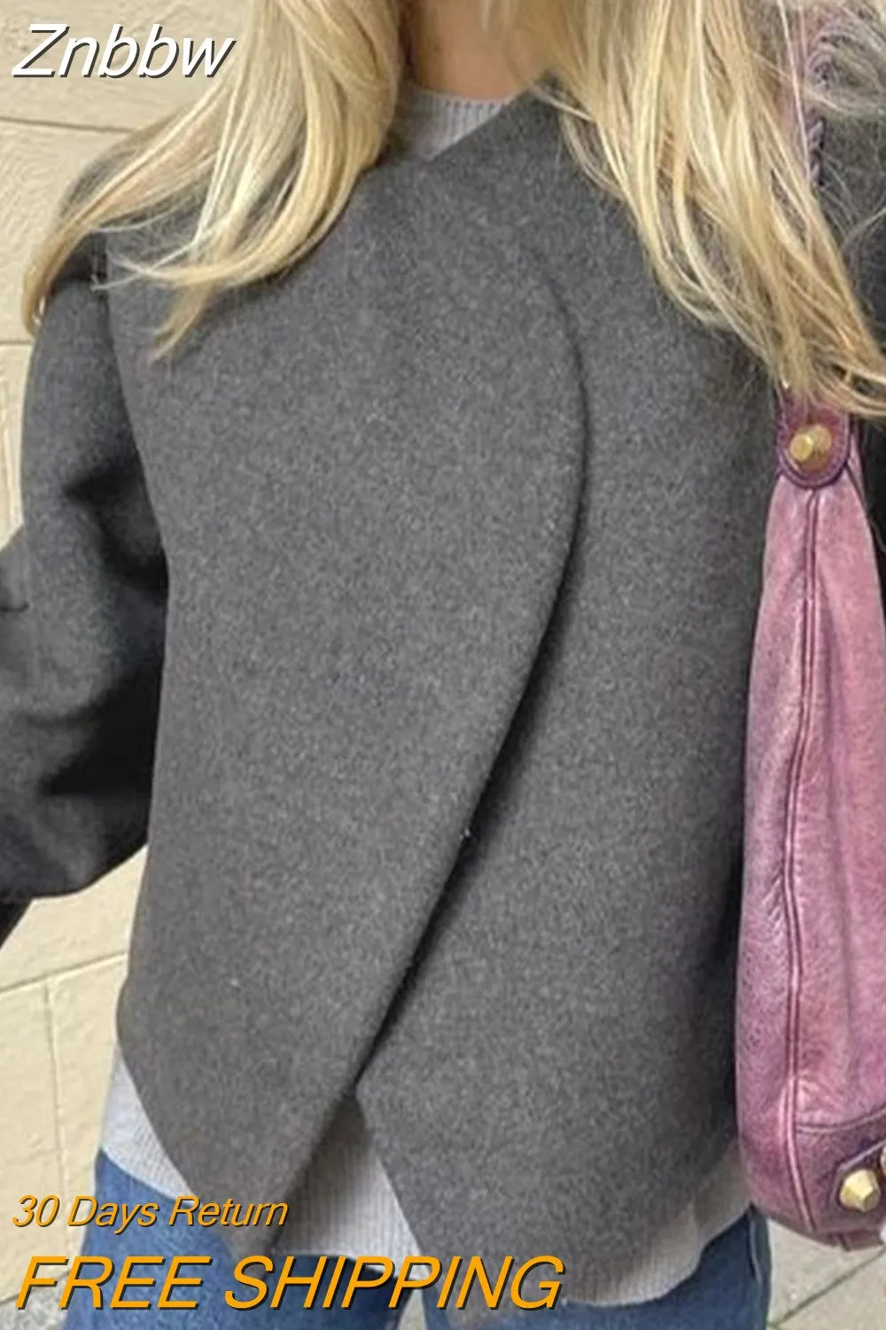 Znbbw Women's Fashion Solid Thicken Cropped Jacket Top Long Sleeve Warm Autumn Winter Cardigan Female Casual Loose Woolen Streetwear - Image 8