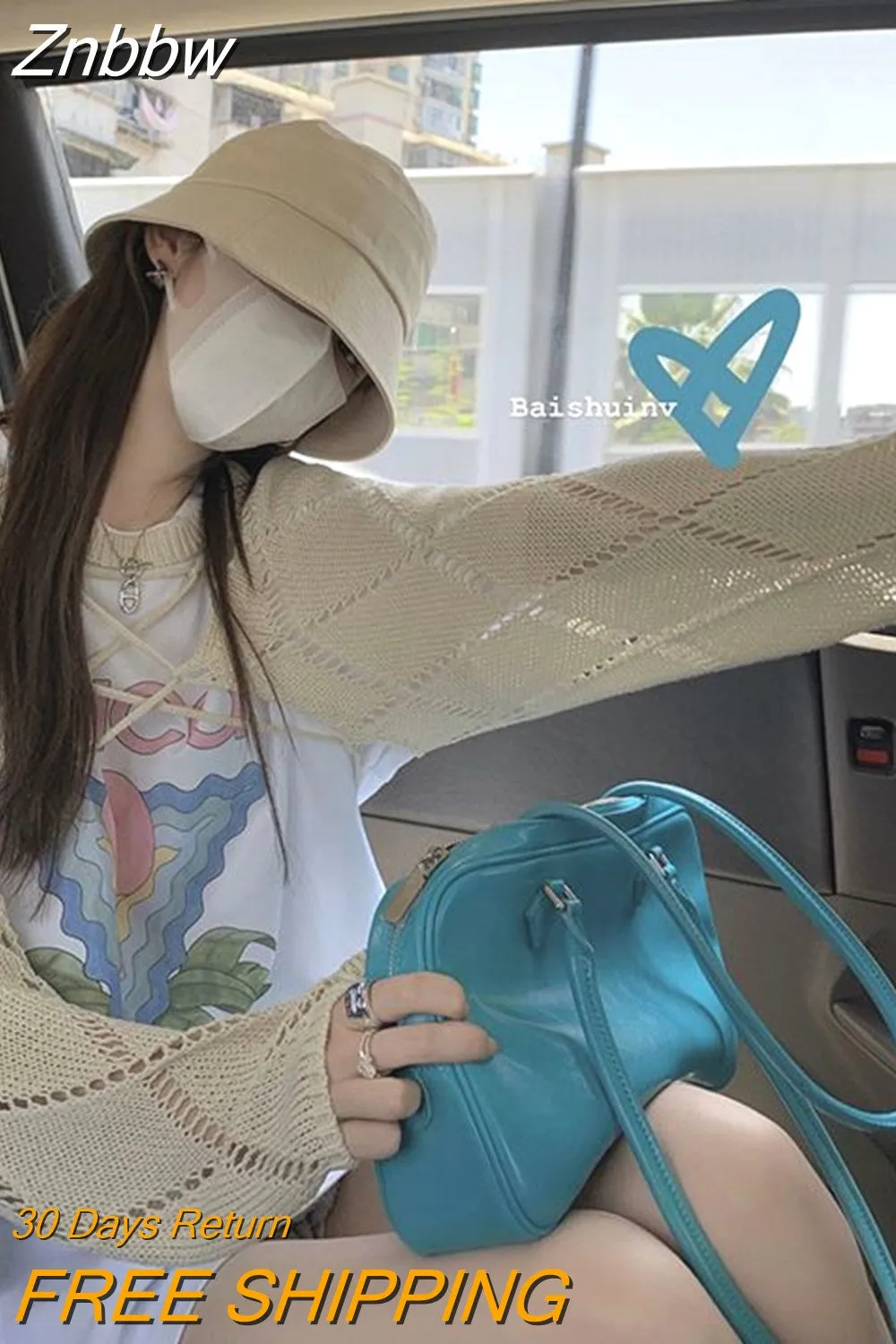 Znbbw Y2K Korean Fashion Hollow Out Cardigan Women Harajuku Sexy Slim Knitted Cropped Sweater Streetwear Casual All-match Top - Image 3