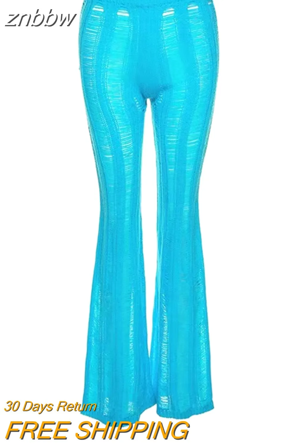 znbbw Sexy Hollow Out Knit Pant Outfits Women Summer Two Piece Sets Sleeveless Tank Tops + Long Pants See Through Beach Club - Image 7