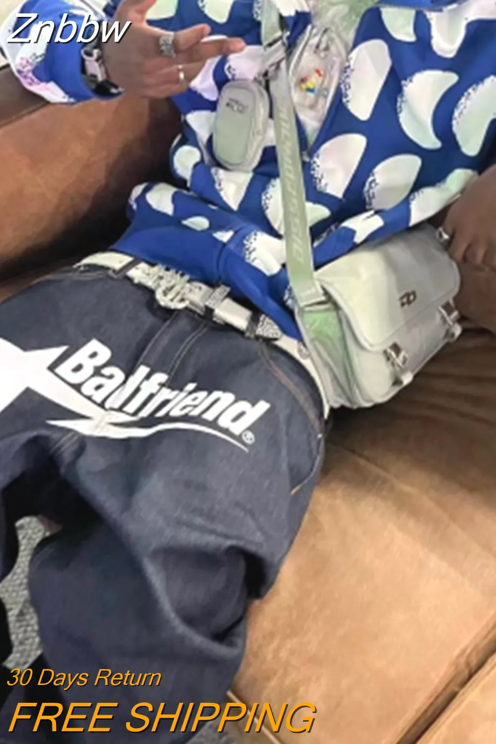 Znbbw Y2K Hip Hop Jeans Women Personalized Letter Street Loose Men Trend Fashion Harajuku Denim Trousers Wide Leg Straight Pants - Image 3