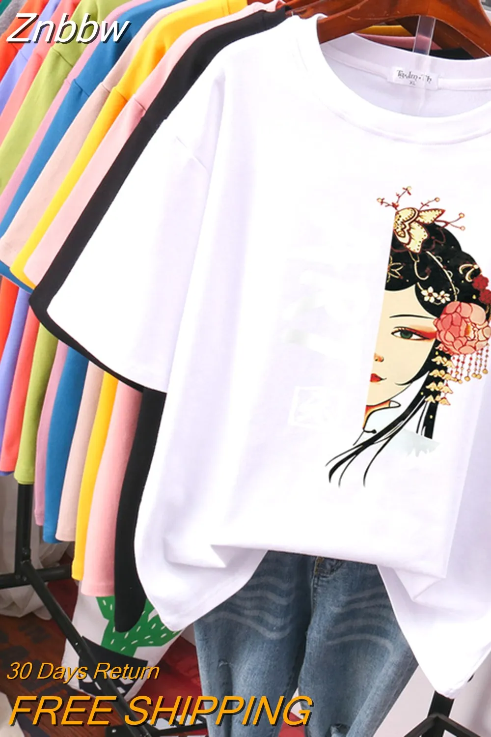 Znbbw 100% Cotton Plus Size L-6XL T Shirt Print Tshirt Short Sleeve Women's Top Chinese Style Summer Couple O Neck T Shirts - Image 11
