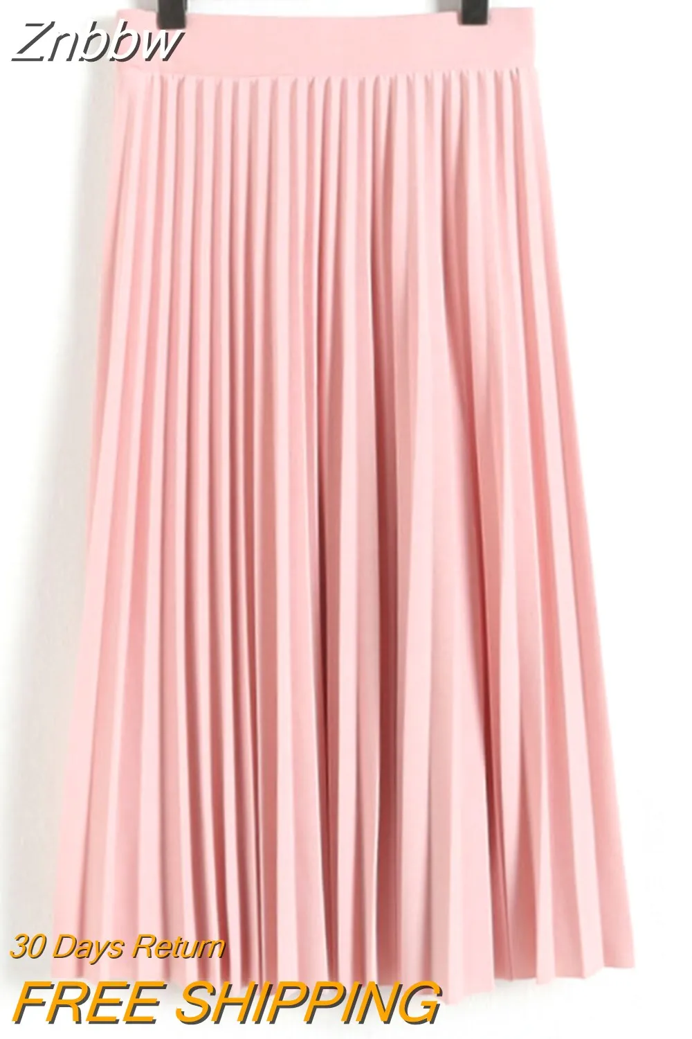Znbbw and Autumn New Fashion Women's High Waist Pleated Solid Color Half Length Elastic Skirt Promotions Lady Black Pink - Image 7