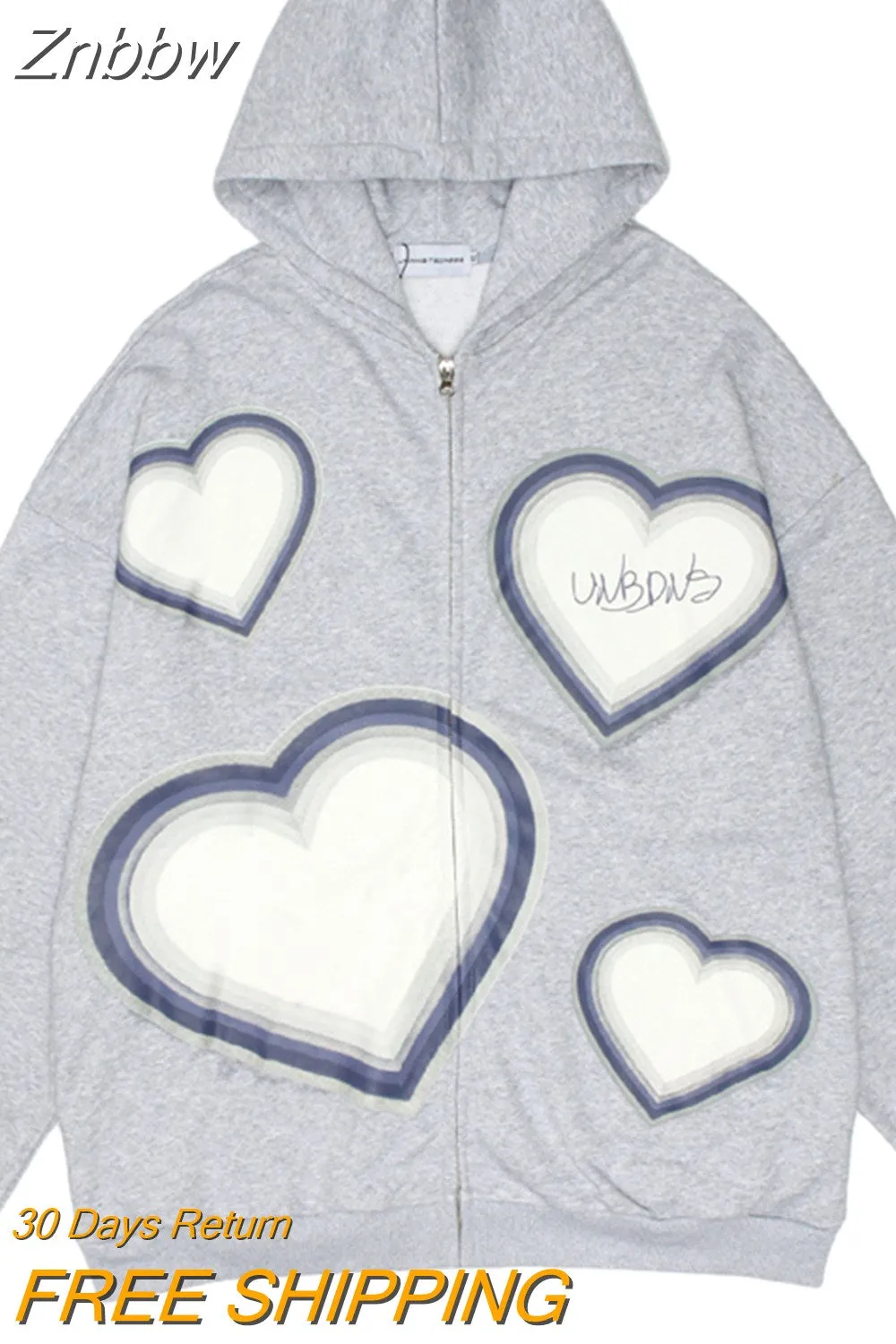 Znbbw Aesthetic Butterfly Zip Up Oversized Sweatshirts Harajuku Long Sleeve Goth Hoodies Y2K Autumn Grunge Punk Coat Retro Clothes - Image 6