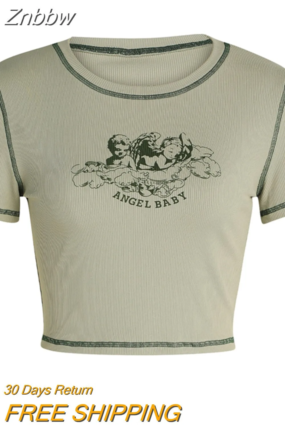 Znbbw Women Teen Girls Gothic Graphic Print Crop Tops T Shirts O-Neck Short Sleeve E-Girl Aesthetic Kawaii Crop Tees Tops Streetwear - Image 21