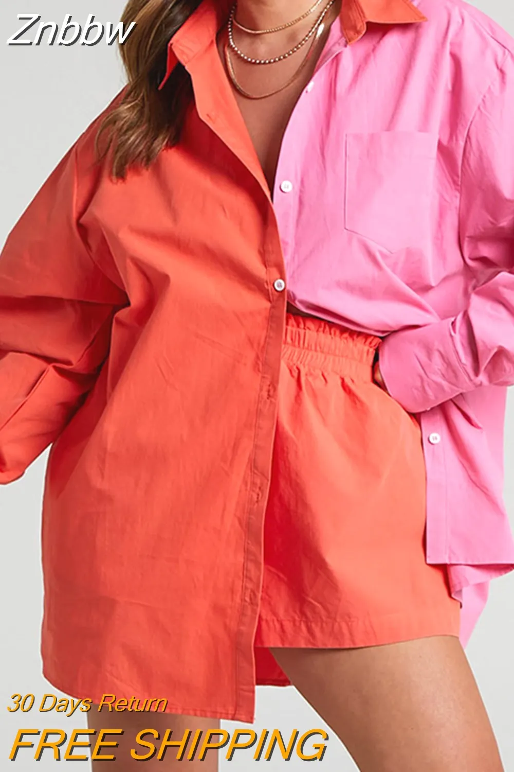 Znbbw Women Tracksuit 2023 Shirt Shorts Two Piece Set Cotton Fashion Clothing Outfits Women Blouses Women's Summer Suit Tracksuits - Image 10