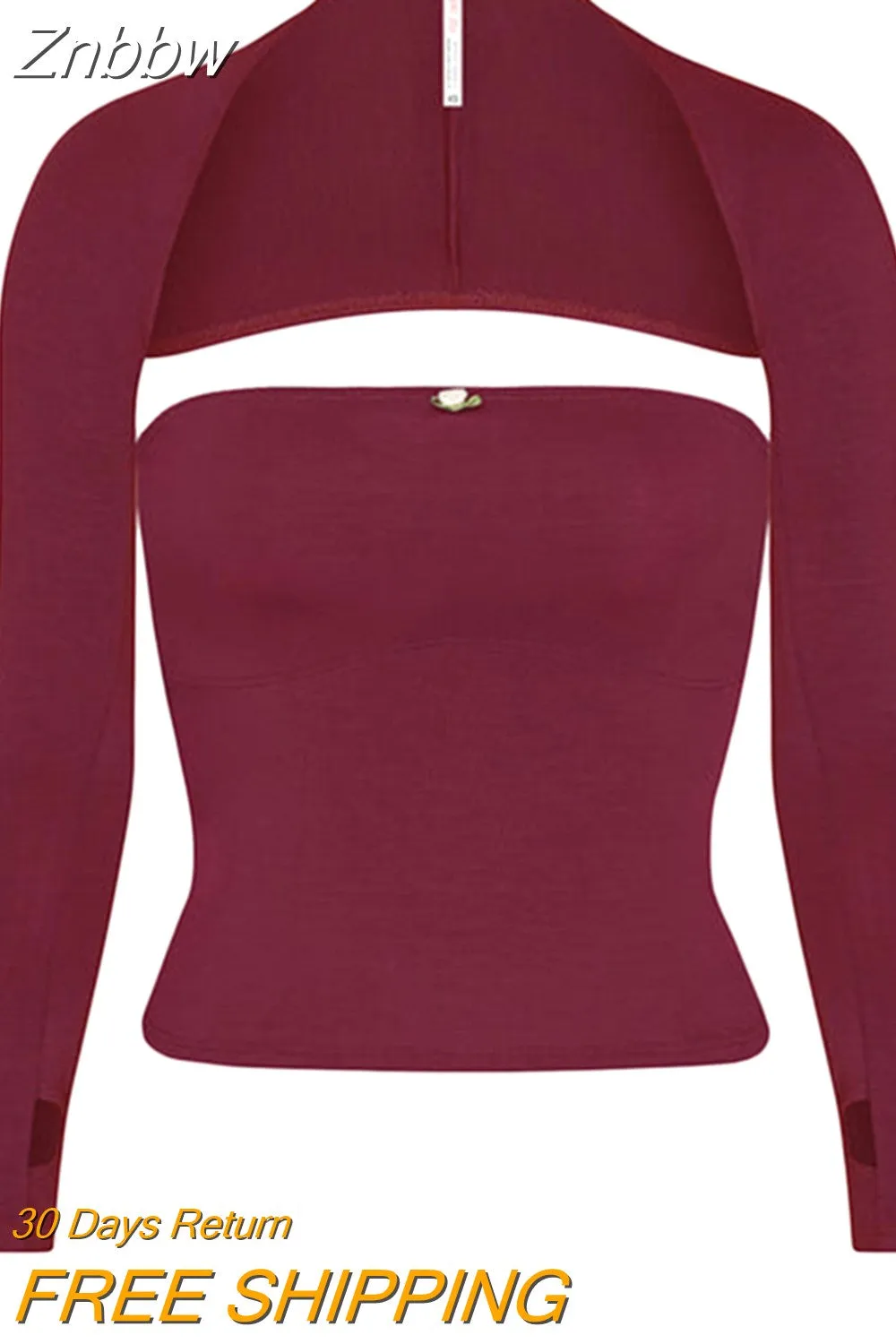 Znbbw Women Y2K Clothes Sexy Pleated Ruched Crop Top Long Sleeve Mesh Bolero Set Slim Fit Vintage Harajuku Tees 2000s Streetwear - Image 7