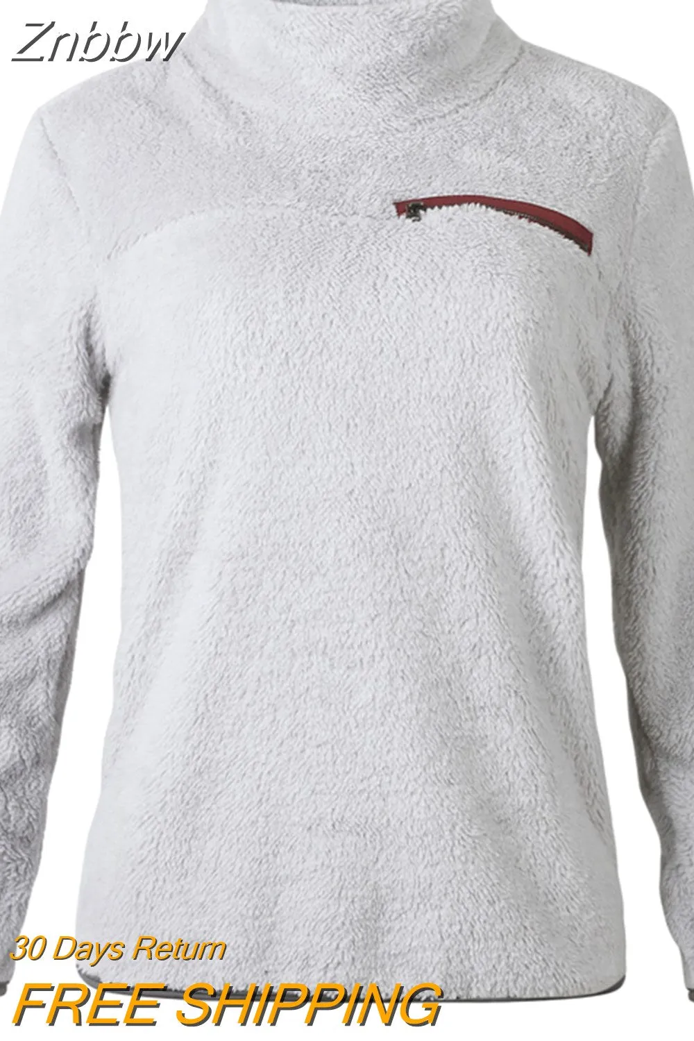 Znbbw Women Sweatshirts Autumn Winter Top Long Sleeve Plush Warm Pullover Tunic Female Pink Ladies Clothing Zipper Streetwear - Image 5