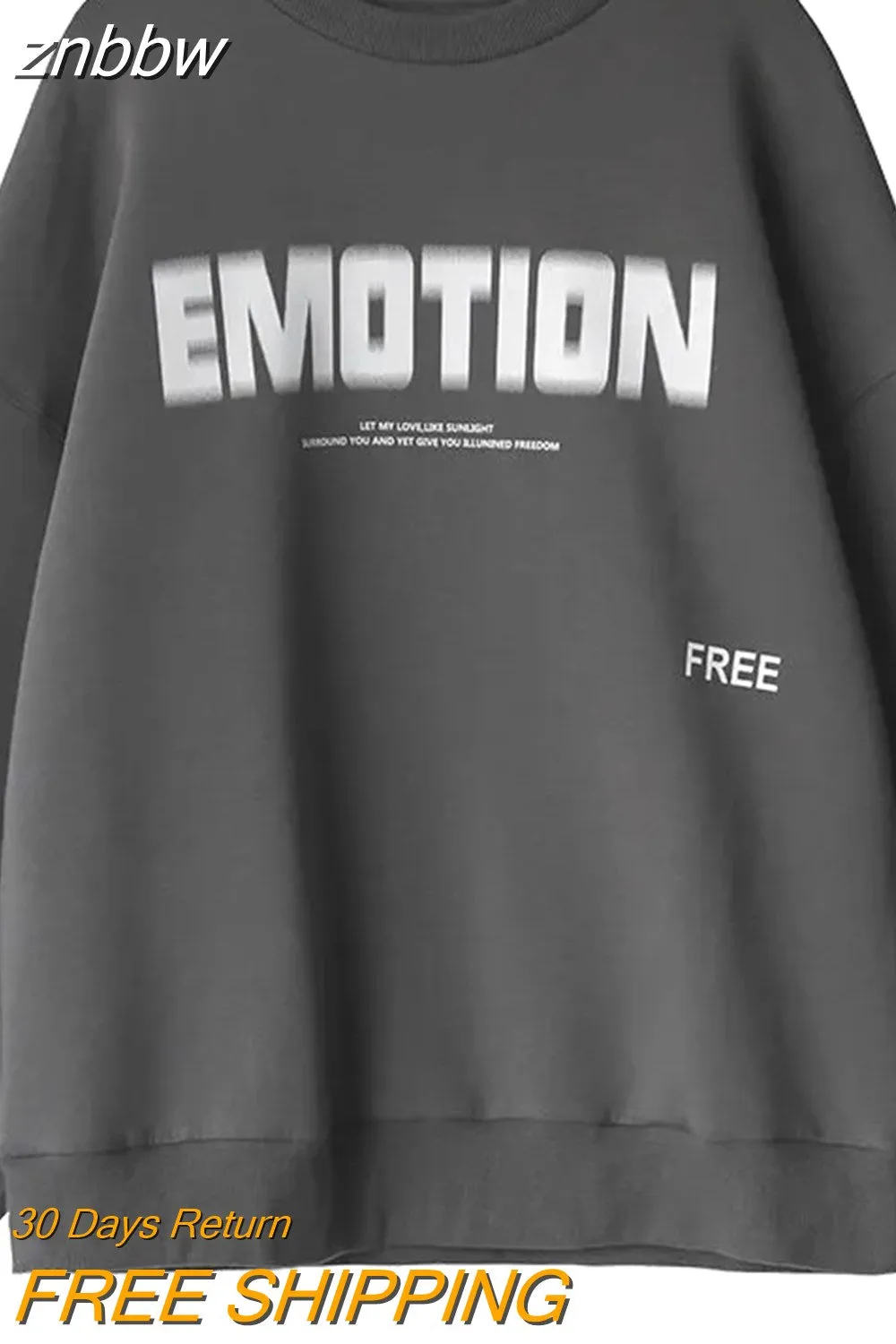 znbbw 2023 Winter Korean Style Letter Print Sweatshirt Women Minimalist O Neck Long Sleeve Ladies Hoodies Female Clothing Tops - Image 2