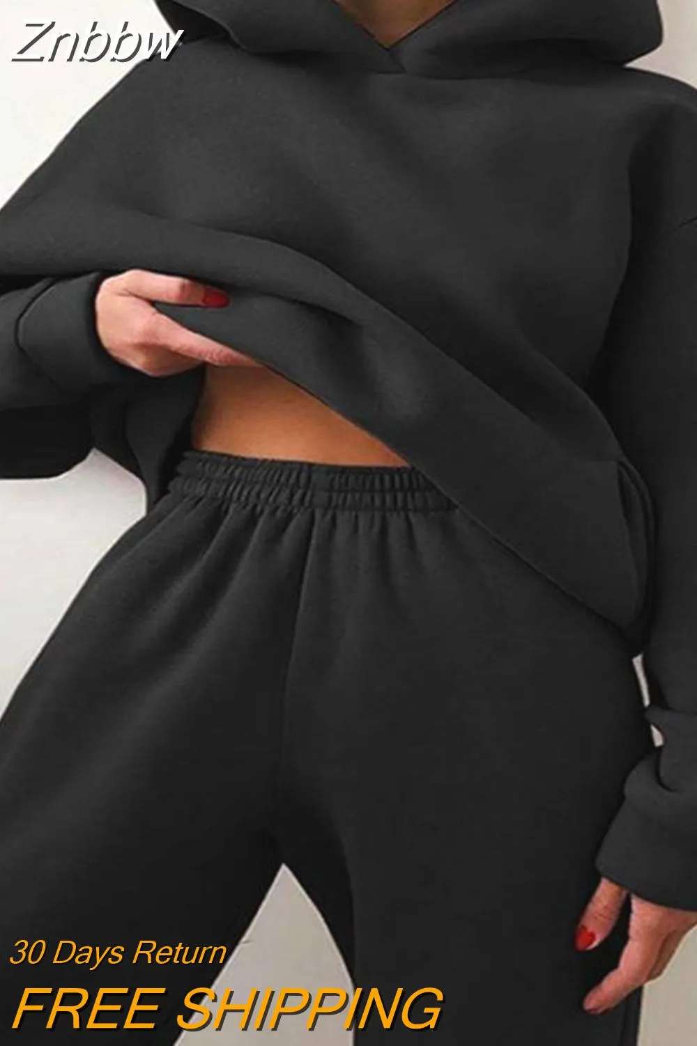 Znbbw Women Tracksuit Solid Casual Long Sleeve Sweatershirts with Trousers Suit Sports Hoodie Sportswear Winter 2023 Two Piece Sets - Image 12