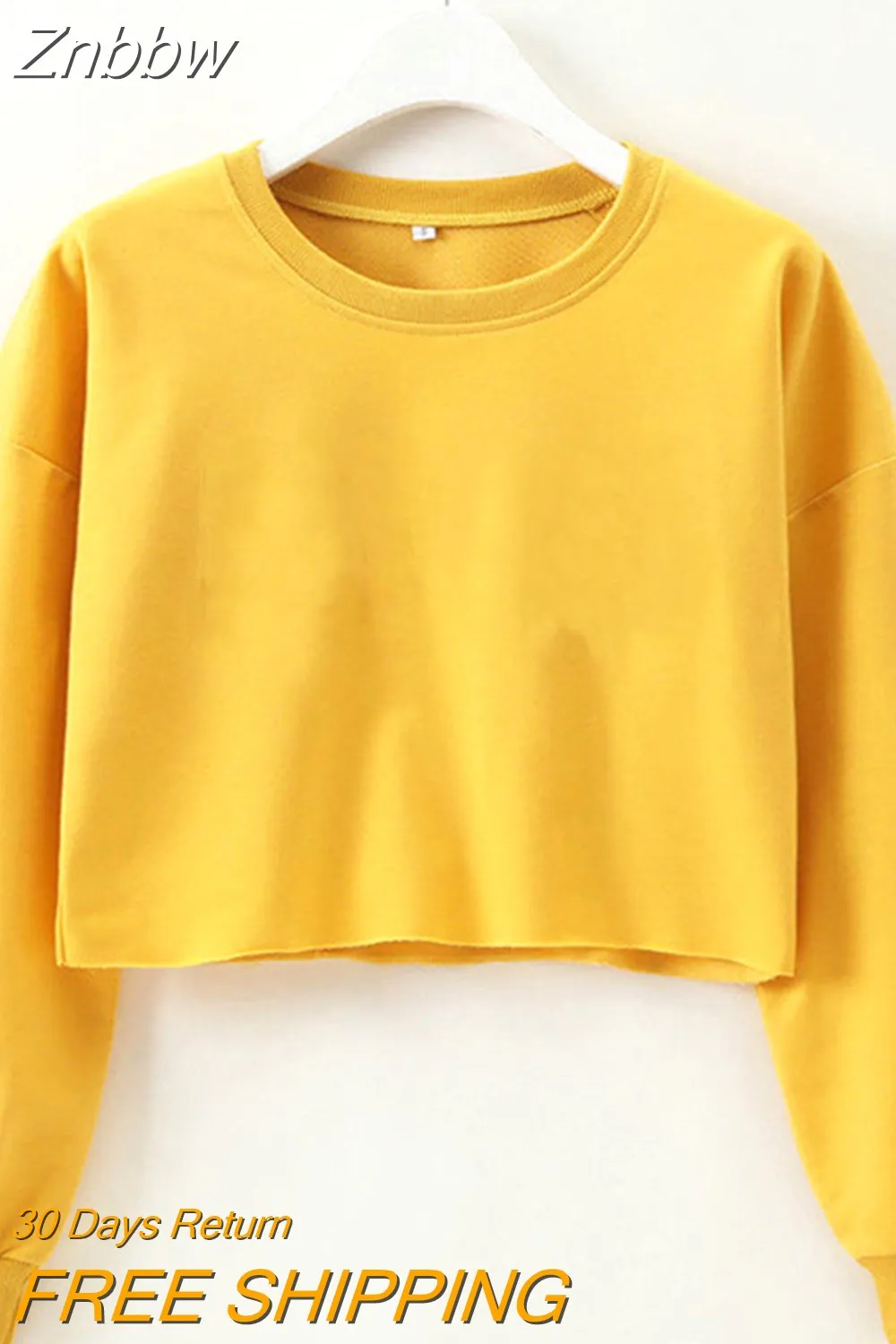 Znbbw Women Ladies Hoodies Autumn Long Sleeve Loose Hoodies Casual Crop Tops Solid - Image 8