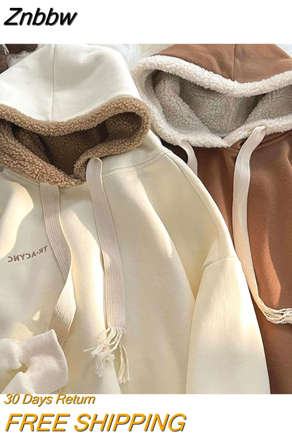 Znbbw and winter 2023 new cashmere hooded Hoodies for women thickened fashionable casual loose womens Hoodies coat