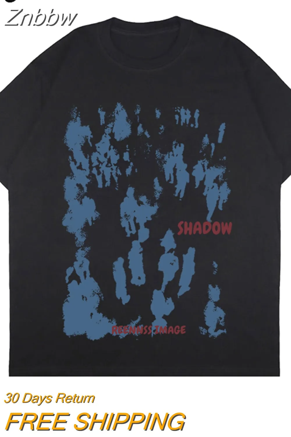 Znbbw Hip Hop Men's Short Sleeve T Shirt Vintage Character Shadow Print T Shirt 2023 Streetwear Harajuku Casual Cotton T Top - Image 4