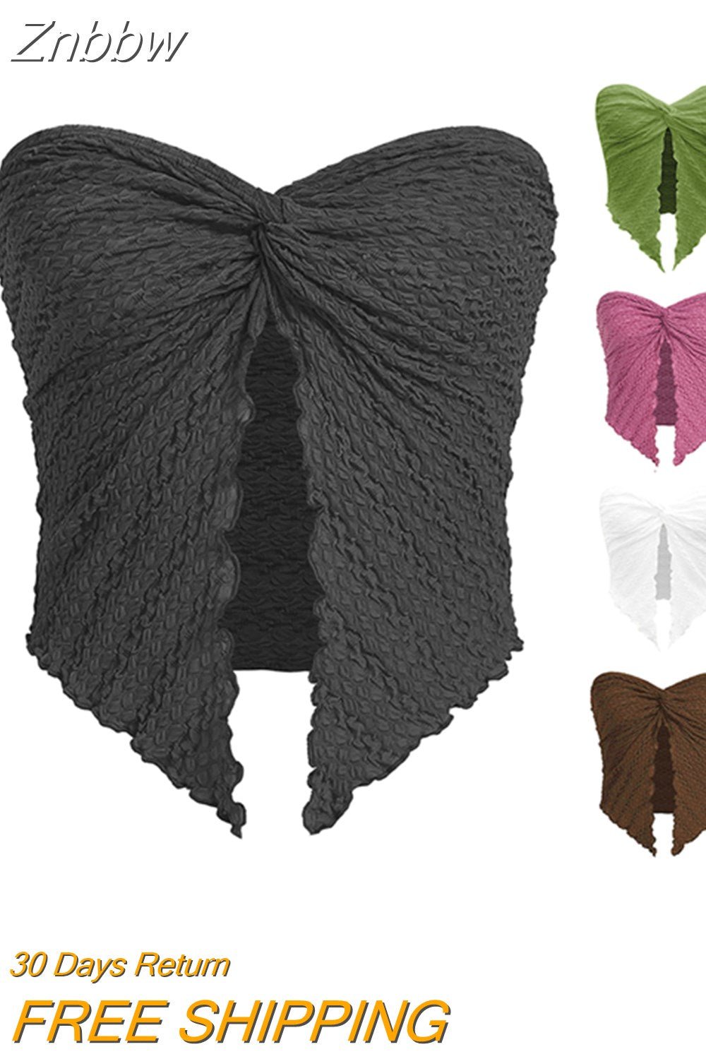 Znbbw Women Y2k Ruched Off Shoulder Tube Tops Strapless Front Open Tops Backless Bandeau Crop Top Sexy Streetwear