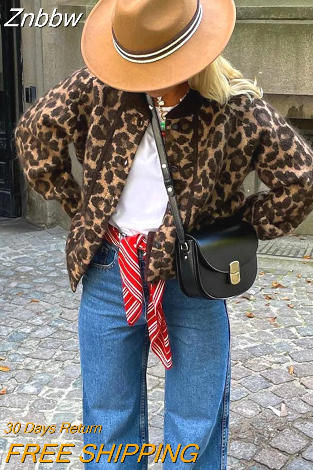 Znbbw Women's Casual Plush Shawl Collar Long Sleeved Leopard Print Jacket Fashion Single Breasted Overcoat Autumn/Winter Lady Outwear 0410 - Image 7