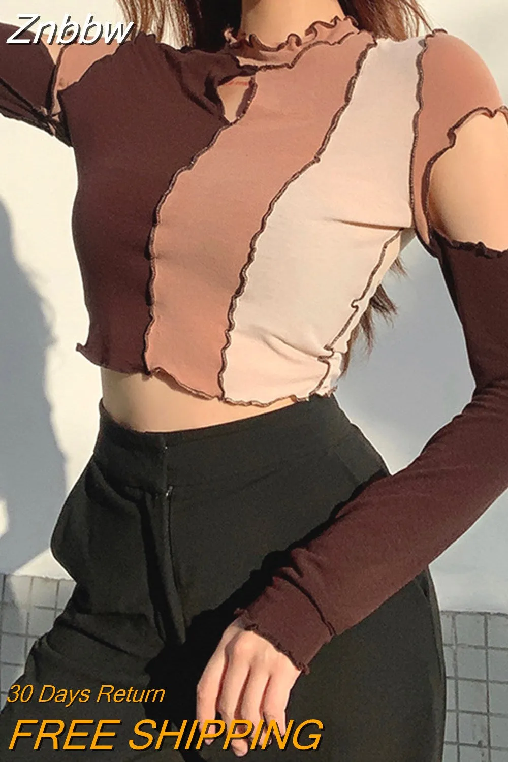 Znbbw Autumn Turtleneck Long Sleeve Hollow Out Slim Knitted Sweaters Women Fashion Sexy Ribber Knitwear Pullover Warm Sweater Top - Image 8