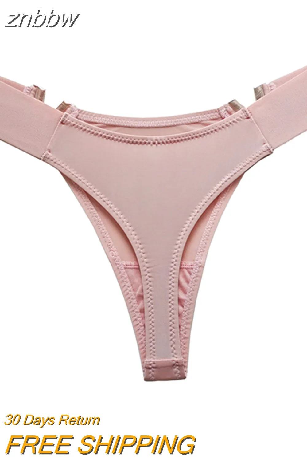 znbbw Fashion Sexy Panties Seamless Women Underwear Low Rise Thongs V-Shaped Metal Decor Panties Bikini Briefs High Fork Briefs - Image 4