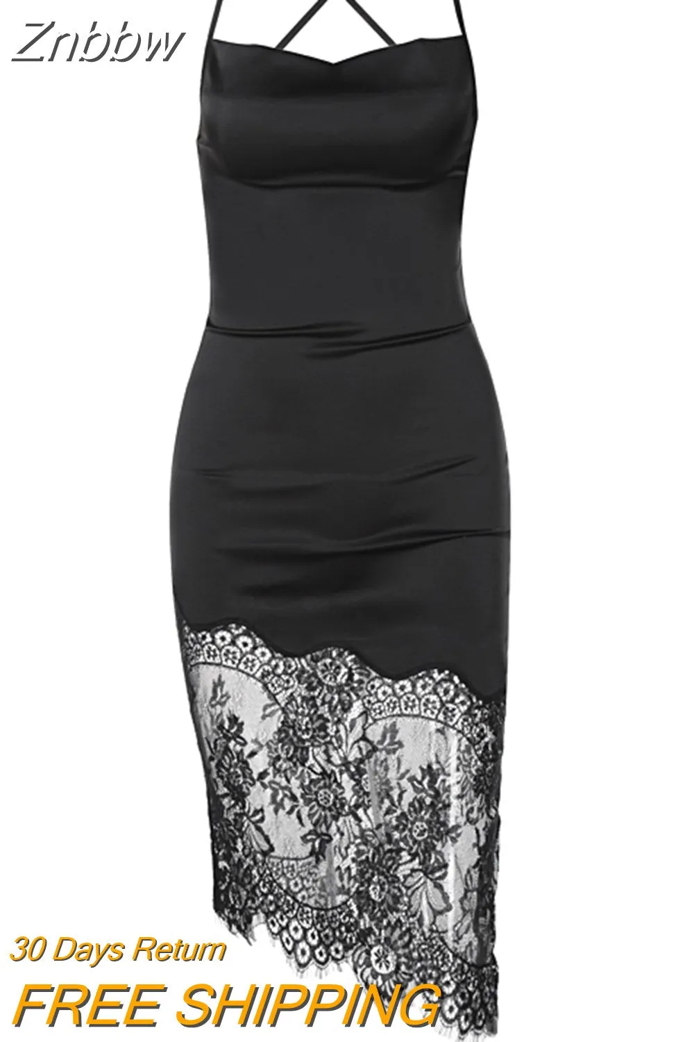 Znbbw Women Summer Sleeveless Backless Bodycon Lace Black Slim Package Hip Dress Sundress 2023 Female Clothing Streetwear - Image 4