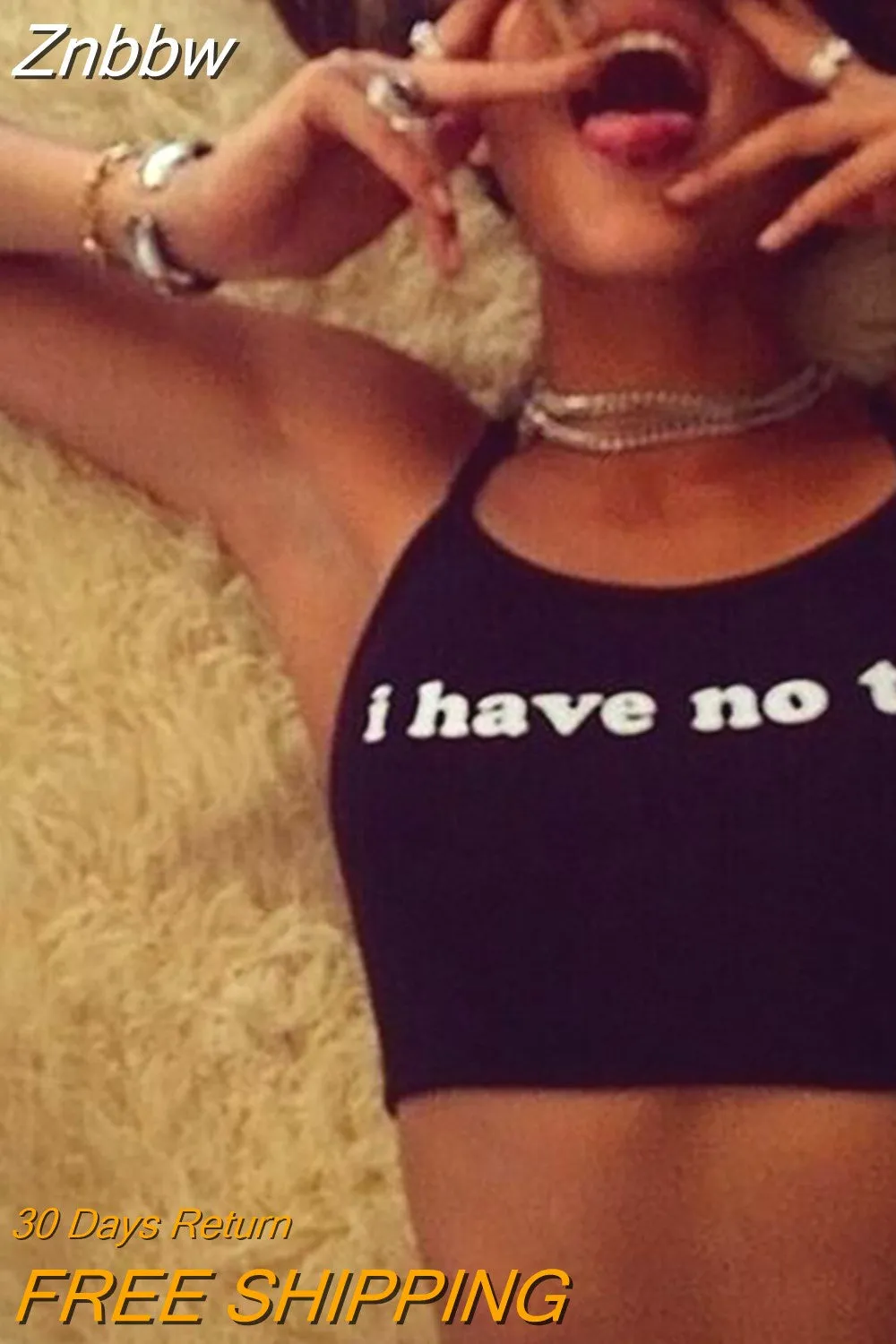 Znbbw Summer Sexy Women Camis Cropped Clothes Bra Crop Top Crop Feminino Funny Letter I Have No Tits Strapless Tops 100% Cotton