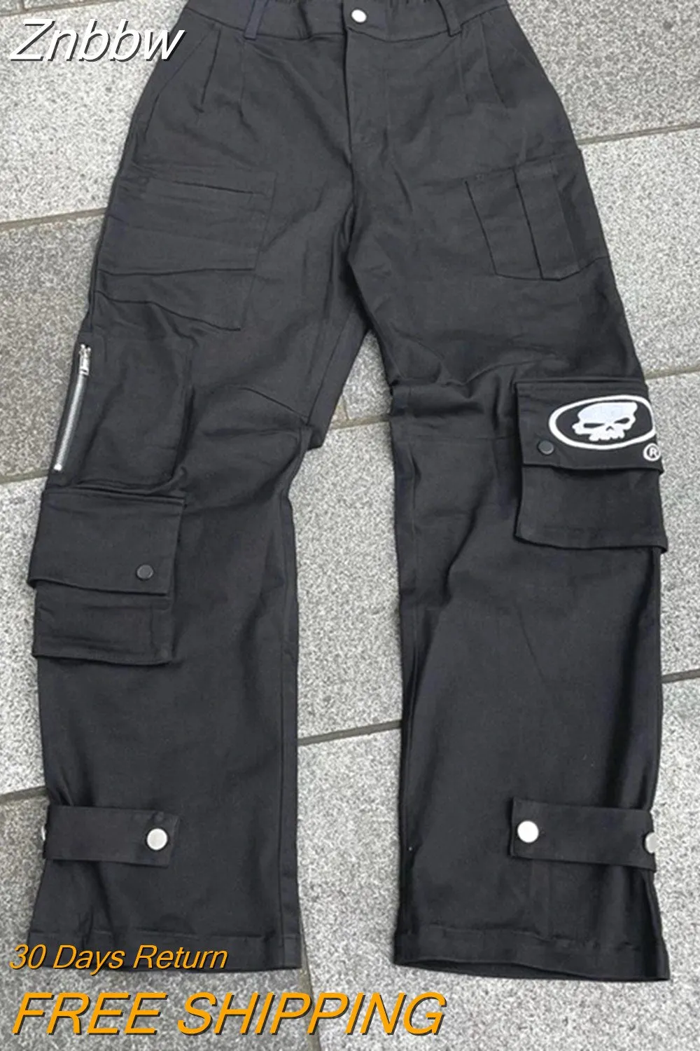 Znbbw women Jeans Punk Rock Hip Hop Gothic Wide Leg Harajuku Trousers Streetwear Y2K men Retro Skull Graphic Baggy Jeans Pants - Image 6