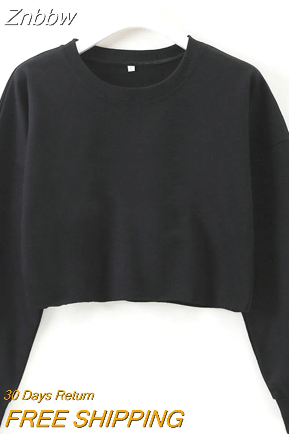 Znbbw Women Ladies Hoodies Autumn Long Sleeve Loose Hoodies Casual Crop Tops Solid - Image 6