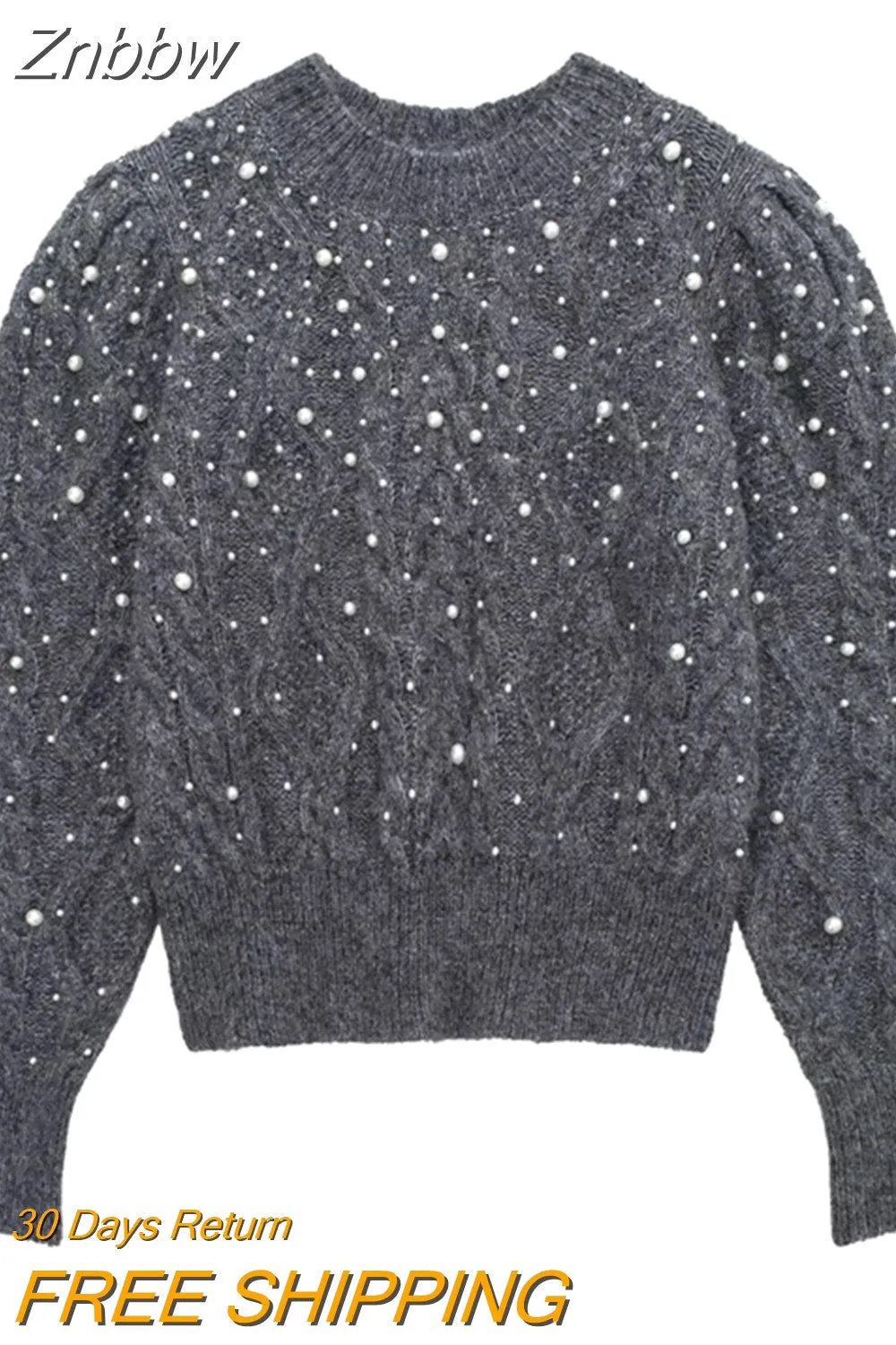 Znbbw Women Knit Pullover Silver Thread Long Sleeved O Neck Blouse Loose Sweater Top Female - Image 2