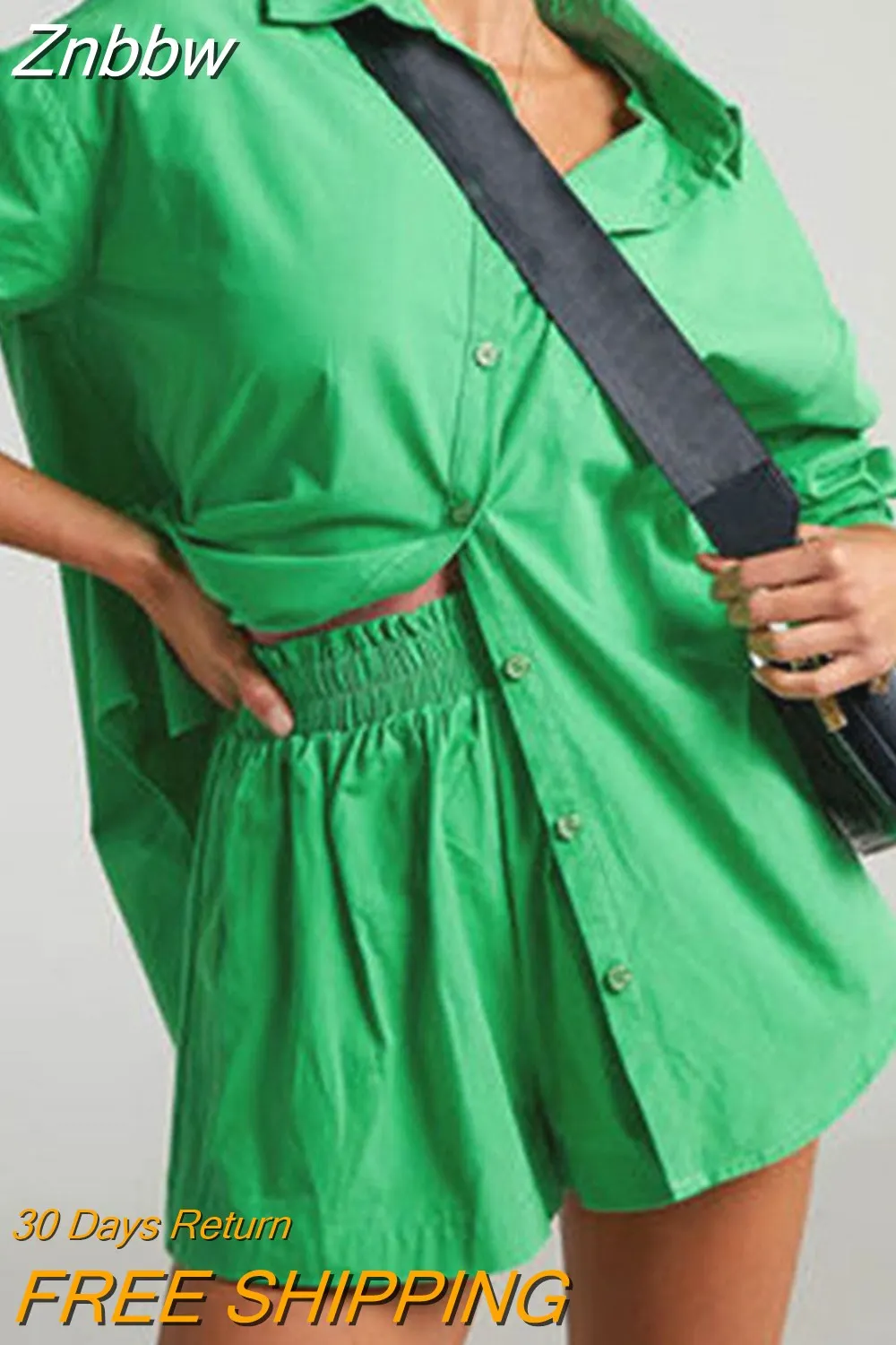 Znbbw Women's Suit Shirt With Mini Shorts 2023 Summer Casual Loose Long Sleeve Shirt Blouses Two Piece Sets Tracksuits Outifits