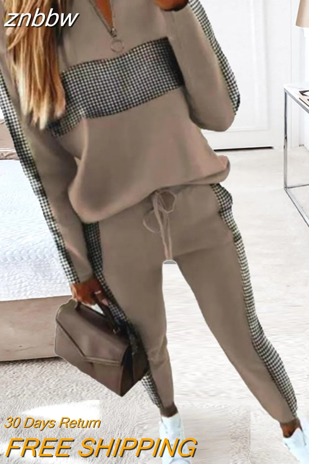 znbbw Women Suit Jogger Two Piece Set Autumn Fashion Print Tracksuits Women 2023 Streetwear Zipper Long Sleeve Tops + Trousers Outfits - Image 7