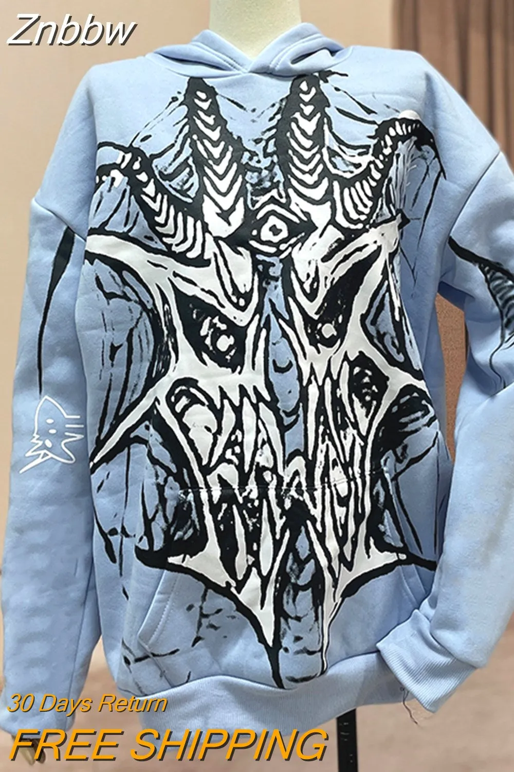 Znbbw Men Anime Hoodies Women Vintage Gothic Punk Zip Up Long Sleeve Streetwear Oversized Coats Harajuku Print Hooded Sweatshirts - Image 4