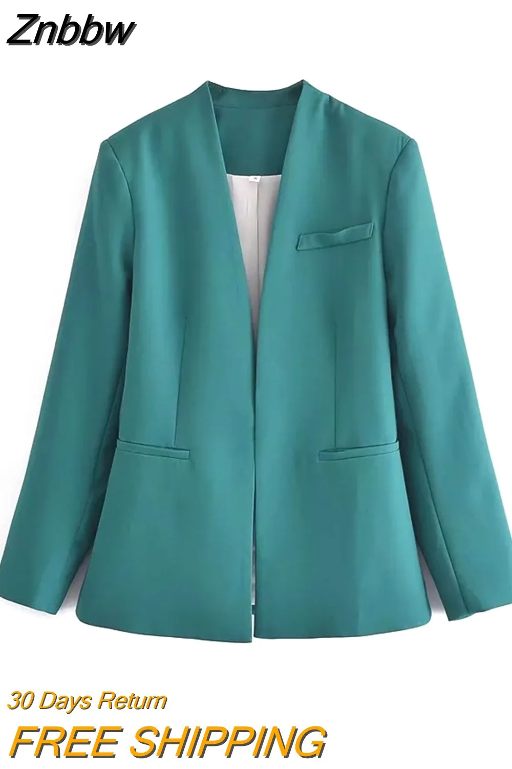 Znbbw ZBZA 2023 Woman Vintage Green Yellow Loose Blazer Women Spring Elegant Female Streetwear Solid Blazer Women 202302 - Image 16