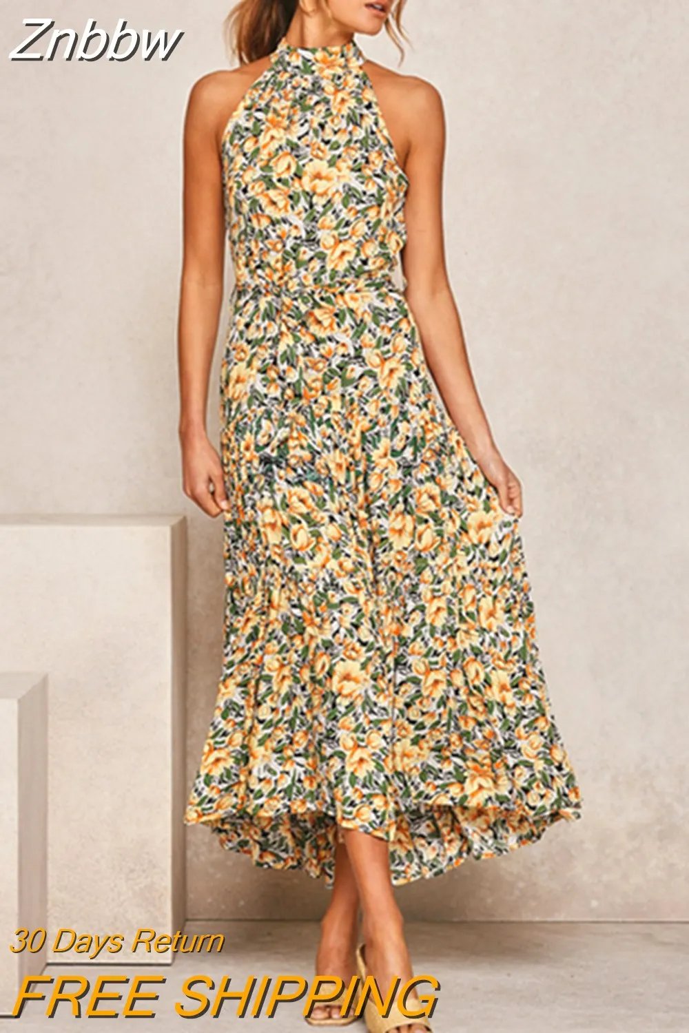 Znbbw Women Polka Dot Long Dress 2023 Summer Sexy Halter Strapless Casual Sleeveless Sundress Female Vacation Elegant Maxi Dresses - Image 2